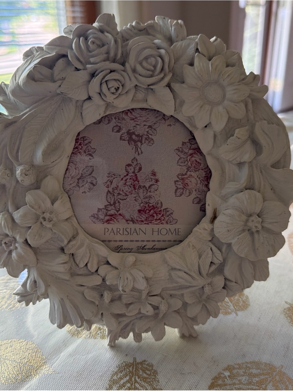 White Resin Floral Parisian Home 4x4 frame